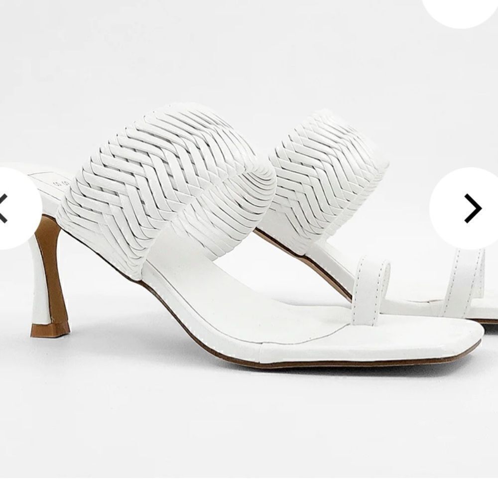 ShuShop Fatima braided low heeled sandal in white sz 8.5 - Picture 2 of 3